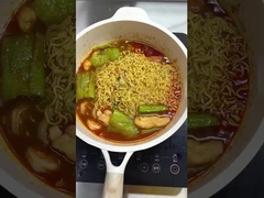 Put the shrimp slide into the chili，then cook together with the instant noodles, so delicious!