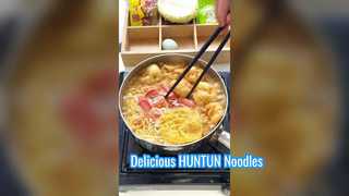 it is delicious to Cooking noodles with HUNTUN