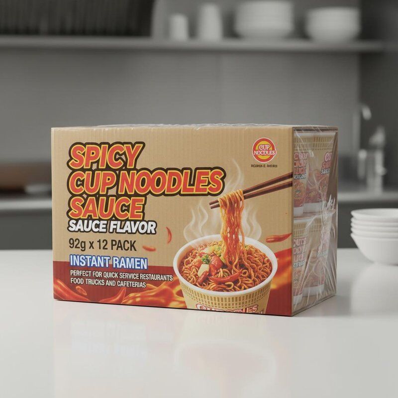 Spicy Cup Noodles Sauce Flavor 92g12 Pack Instant Ramen Perfect for Quick Service Restaurants Food Trucks and Cafeterias
