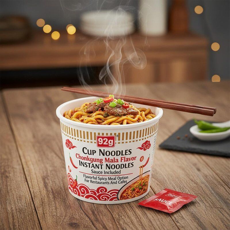 92g12 Cup Noodles Chongqing Mala Flavor Instant Noodles Sauce Included Flavorful Spicy Meal Option For Restaurants And Cafes